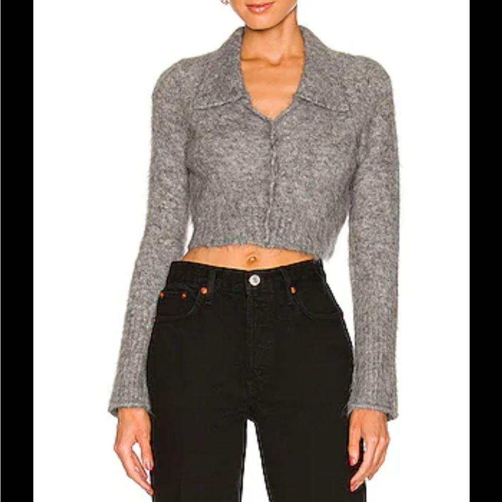 Allsaints Gray Ork Alpaca Cropped Cardigan